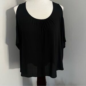 EUC Lush Cold Shoulder Sheer Black Top size xl